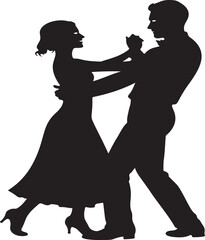 vector of couple dancing in silhouette 