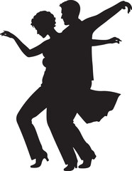 vector of couple dancing in silhouette 