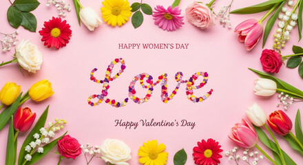 Celebrate love and appreciation with vibrant flowers and heartfelt messages for Women's Day and Valentine's Day