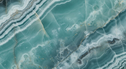 Stunning polished teal agate texture with intricate white veining and golden accents, perfect for luxurious backgrounds and elegant designs