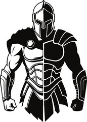 Spartan Warrior Soldier Gladiator Armor Shield Power Strength Vector Graphic