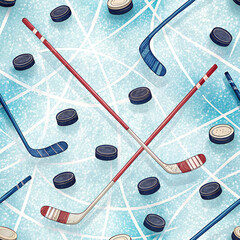 seamless pattern texture of hockey elements	
