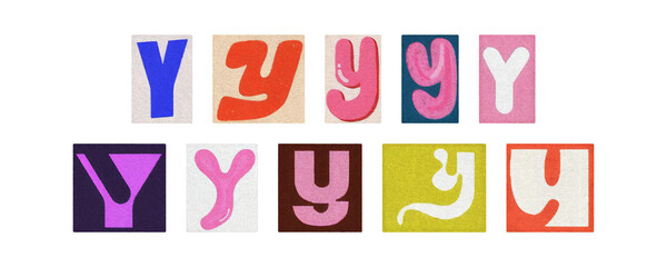 Assorted letter Y glyphs, uppercase and lowercase, transparent set
