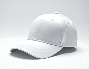 Fototapeta premium Crisp white baseball cap mockup ready for your logo design or stylish apparel branding with clean modern aesthetic perfect for summer promotions