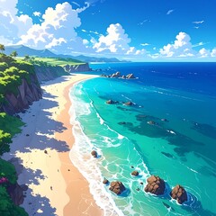 Beautiful Coastal Beach Scenery.