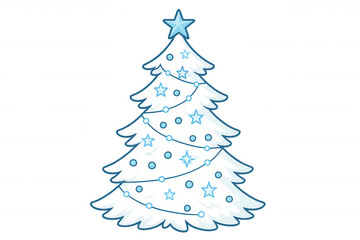 Christmas tree decorated with star and festive lights, celebrating winter holiday season, transparent background