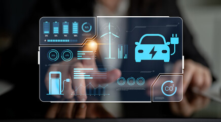 Charging dashboard for electric vehicles with battery status, energy usage, renewable integration, and CO2 impact tracking to support clean energy transition Latch