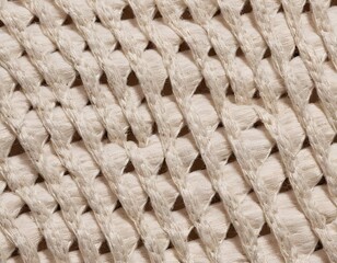 Macro close up of recycled cotton fabric with visible threads colorful