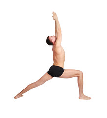 A man practices yoga