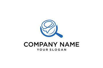 Vector brain and loupe logo combination. Education and magnifying symbol or icon. Unique science and search logotype design template.