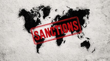 World map marked with sanctions highlighting global economic impacts and restrictions on trade