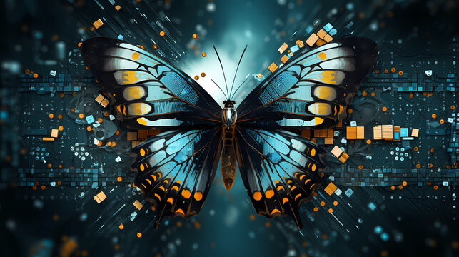 Butterflies resembling binary code - Powered by Adobe