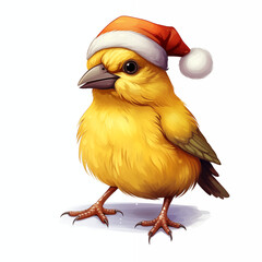 Canary wearing a Santa hat