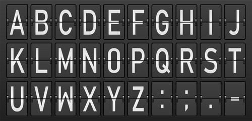 Retro display font letters. Electronic alphabet, text symbols, monitor characters, scoreboard digits. Vector EPS 10