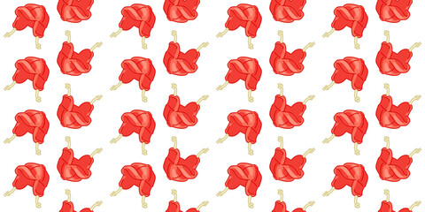 Seamless Red Scarf Pattern. Red scarf seamless pattern in cartoon flat style with white background.