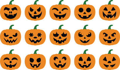 Halloween Pumpkin Faces Bundle vector