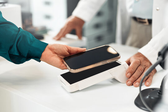 Contactless payment with smartphone in pharmacy