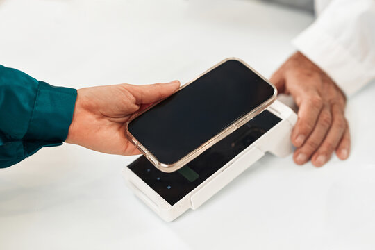 Contactless payment with smartphone in pharmacy