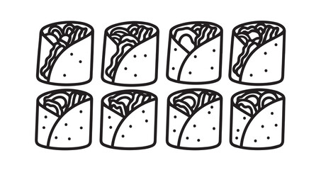 Breakfast Wrap Line Art Fast Food Sketch Vector