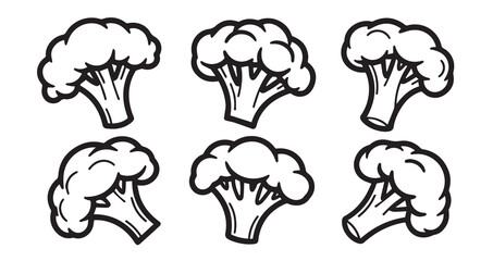 Broccoli Vegetable Line Art Minimal Outline Drawing
