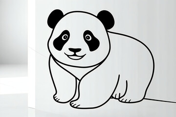 Modern_vector_black_and_white_panda_ panda bear with bamboo , panda, bear, animal, cartoon, illustration, vector. 