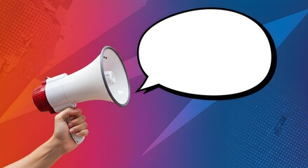 Megaphone with Speech Bubble - Announcement Template