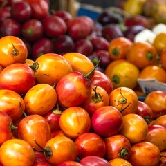 Fresh Colorful Fruits at Market Stall.