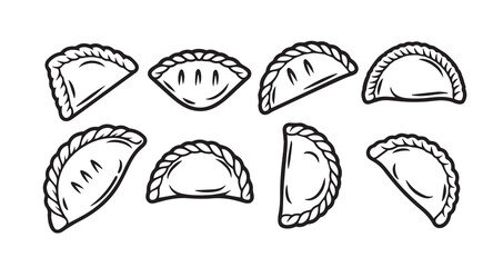 Calzone Line Art Modern Outline Food Icon