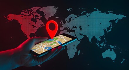 Mobile Navigation App with World Map Background