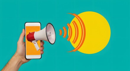Mobile Marketing Announcement with Megaphone and Smartphone