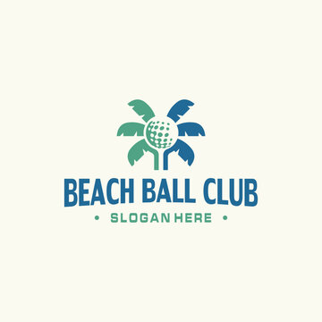 Beach Ball Club Logo Palm Tree amp Golf Ball Emblem