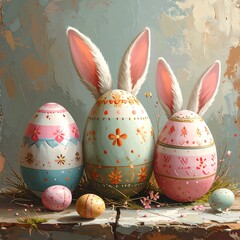 Easter Eggs and Rabbits.