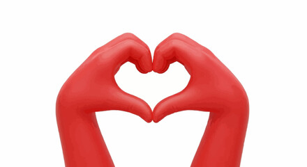 Obraz premium Red Hands Forming a Heart Shape Symbolizing Love and Care
