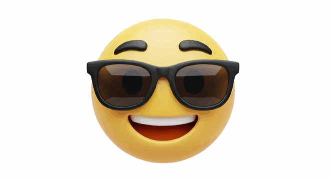 Happy Smiley Face Wearing Cool Sunglasses Showing Teeth