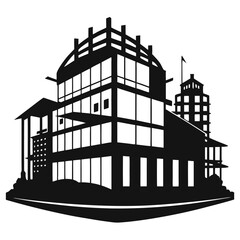 Obraz premium Silhouette of Modern Architecture with Unique Design Elements and a Tower Structure