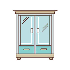 Illustration of a charming two door, two drawer cabinet with minimalist design
