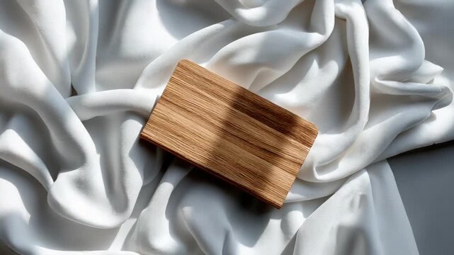 Wooden rectangle on fabric