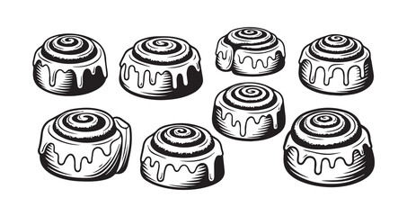 Cinnamon Roll Line Art Vector Illustration