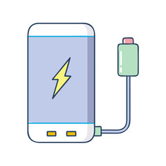 Colorful cartoon drawing of a portable power bank and charging plug