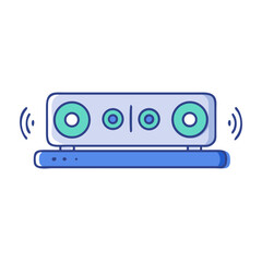 Obraz premium Isometric representation of a modern smart soundbar with wireless connectivity signals