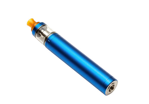 Blue vape pen isolated on white, modern electronic cigarette for vaping and nicotine delivery system