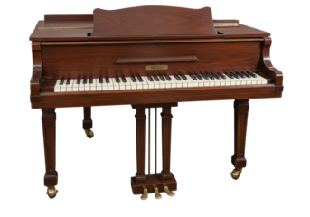 Antique mahogany square grand piano isolated on transparent background, vintage musical instrument for collectors and music enthusiasts