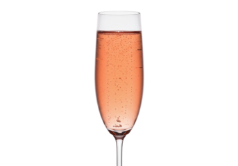 Elegant pink champagne in a flute glass isolated, sparkling wine for celebrations and special occasions