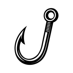 Fishing Hook Silhouette | Angler Clipart | Fisherman Tackle Symbol Vector Illustration