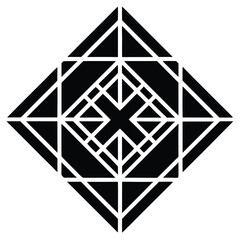Obraz premium Abstract Geometric Diamond Pattern Black Shapes with White Lines and Cross Design