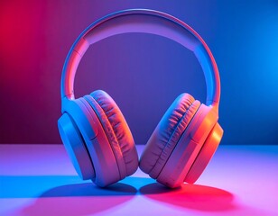 Stylish Wireless Headphones in Neon Light.