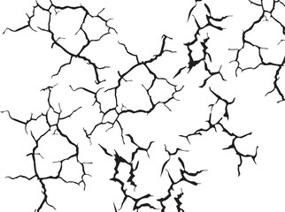 Abstract Broken Surface Cracks Texture Isolated on White