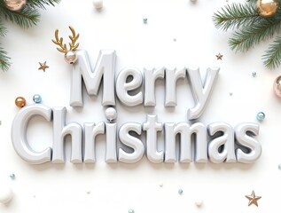 Merry Christmas Text in White