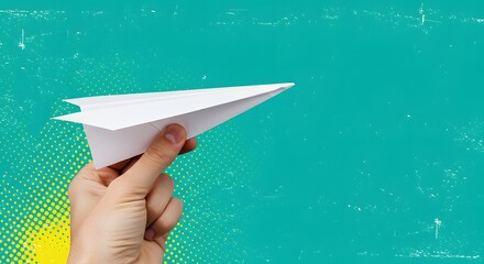 Paper Airplane in Hand on Abstract Background