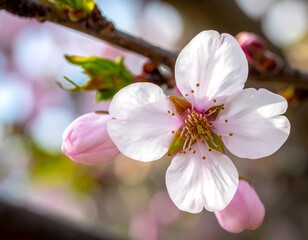 Close-up of a delicate pink and white blossom